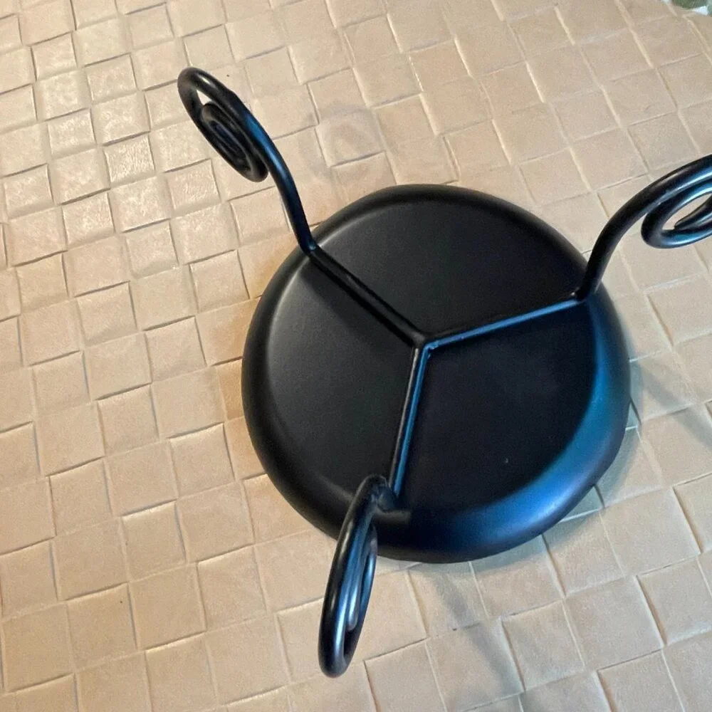 Three Legged Black Metal Round Pillar Candle Holder